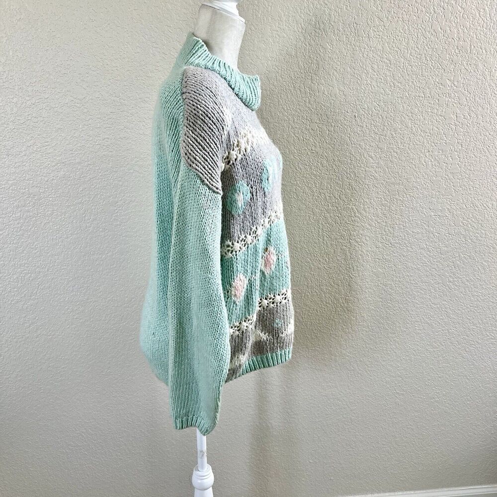Amilano Vintage Paris Baby Blue Sweater Top Womens Medium Chunky Long Sleeve - Picture 8 of 14